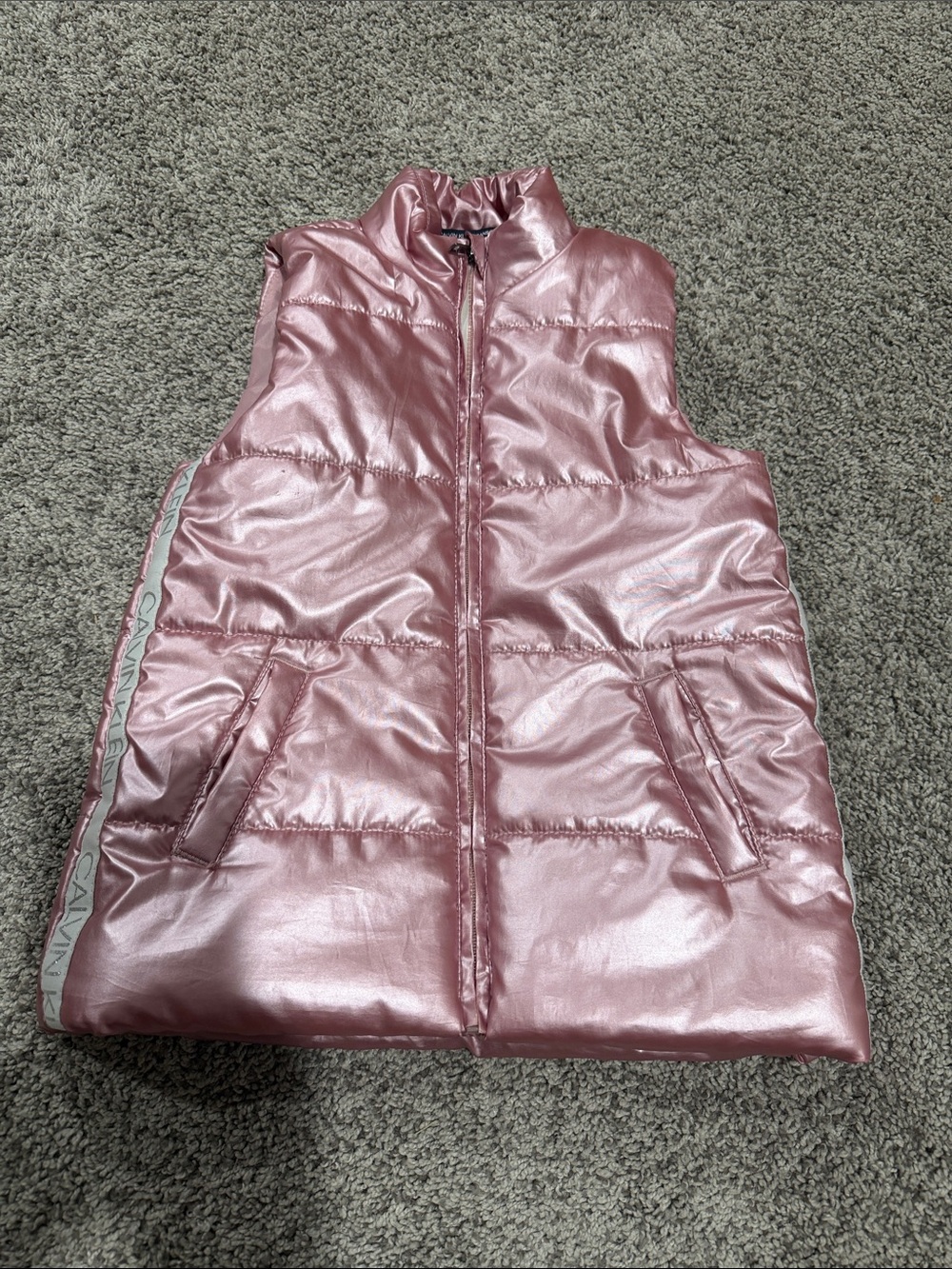 Kids Calvin Klein Jeans Metallic Rose Pink Puffer Vest
